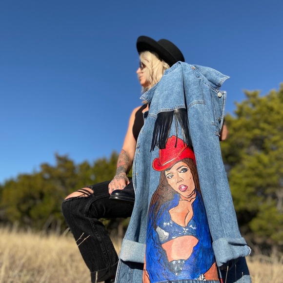 hand painted LIZZO jacket 1 of a kind XL - Picture 2 of 8